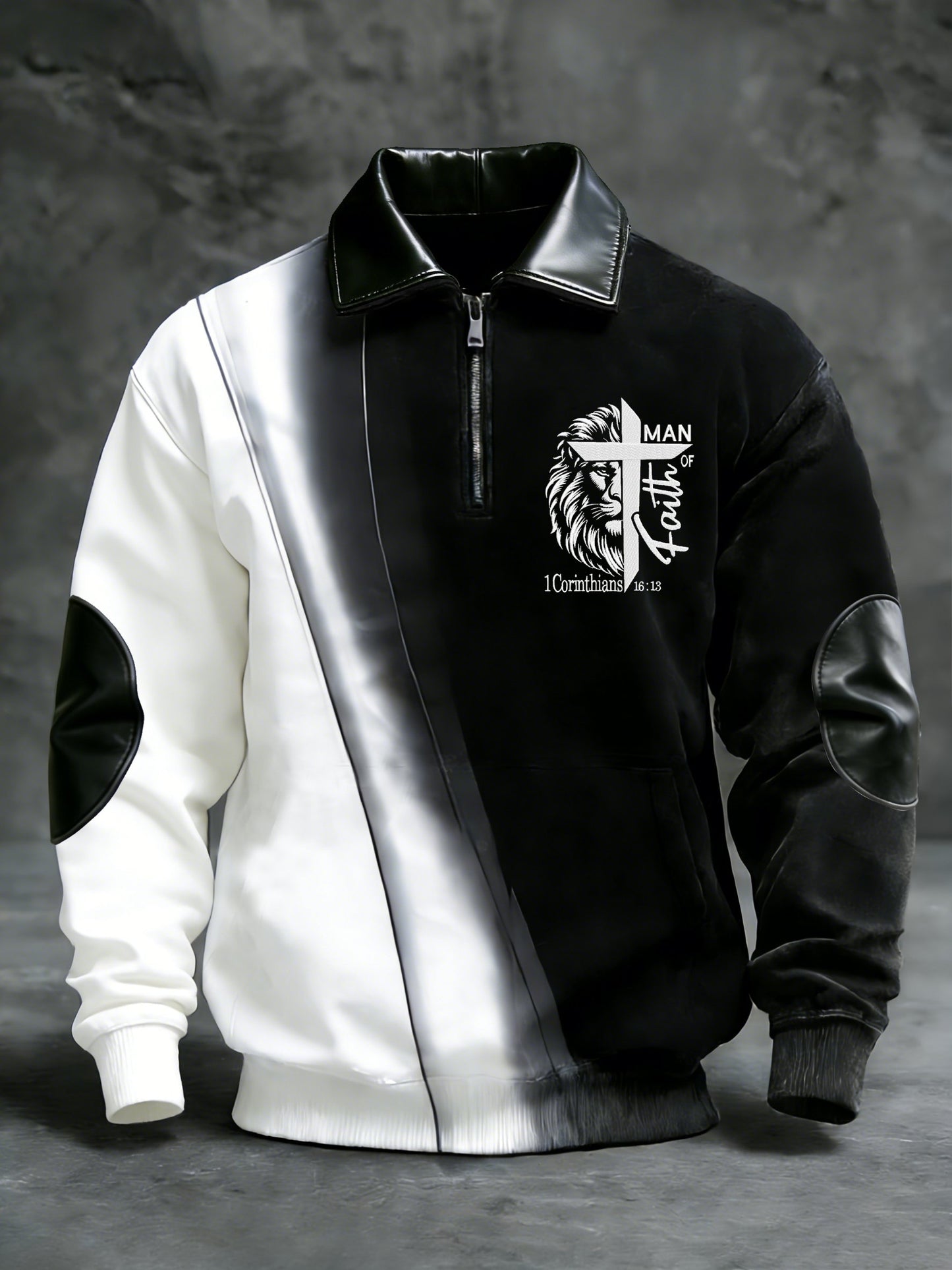 Men's Winter Faith Print Stand-Collar Top