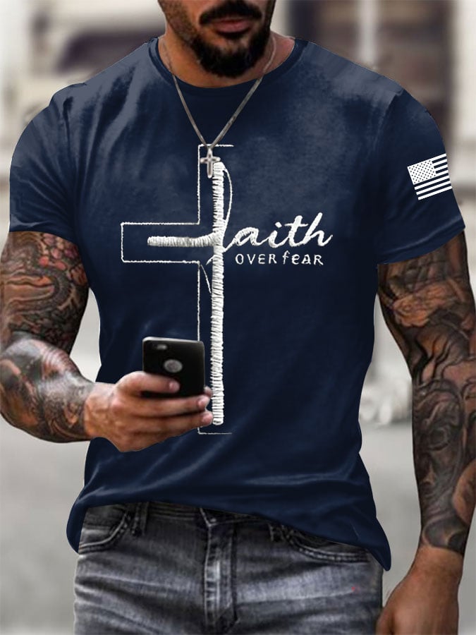 Men's Faith Print Casual Printed T-shirt