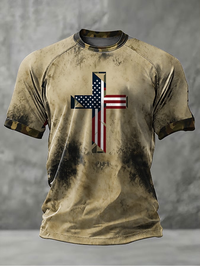 Men'S Casual Faith-Themed Printed Short-Sleeved T-Shirt