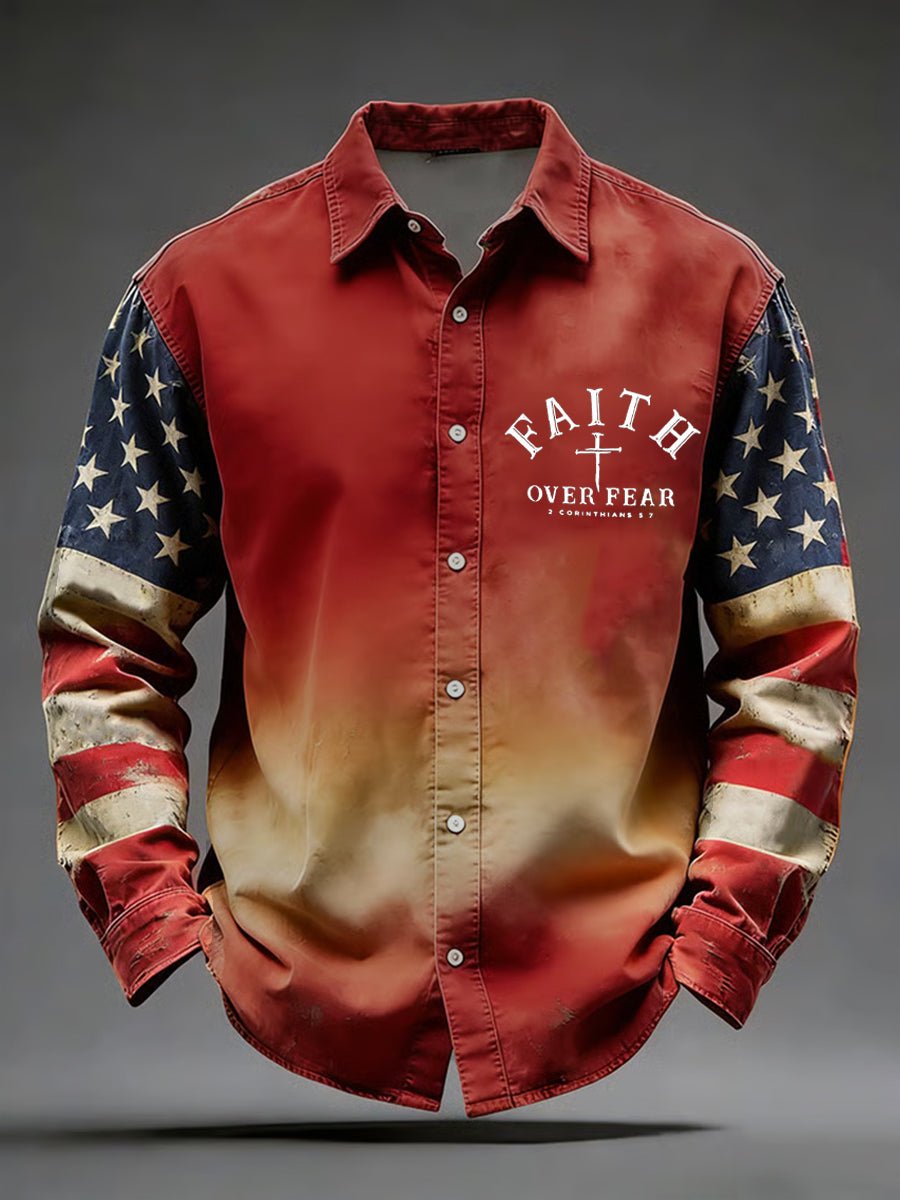 Men's Casual Faith-Themed Shirt