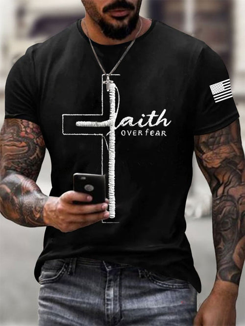 Men's Faith Print Casual Printed T-shirt
