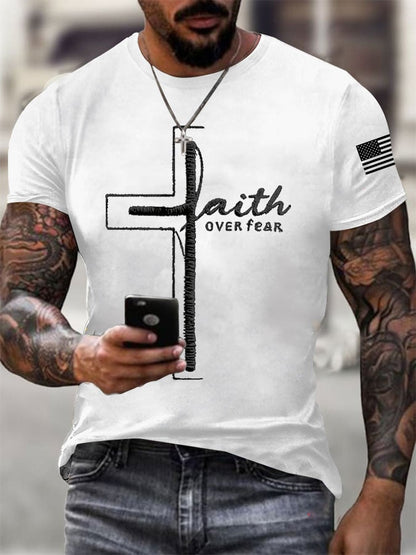 Men's Faith Print Casual Printed T-shirt