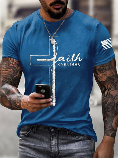 Men's Faith Print Casual Printed T-shirt