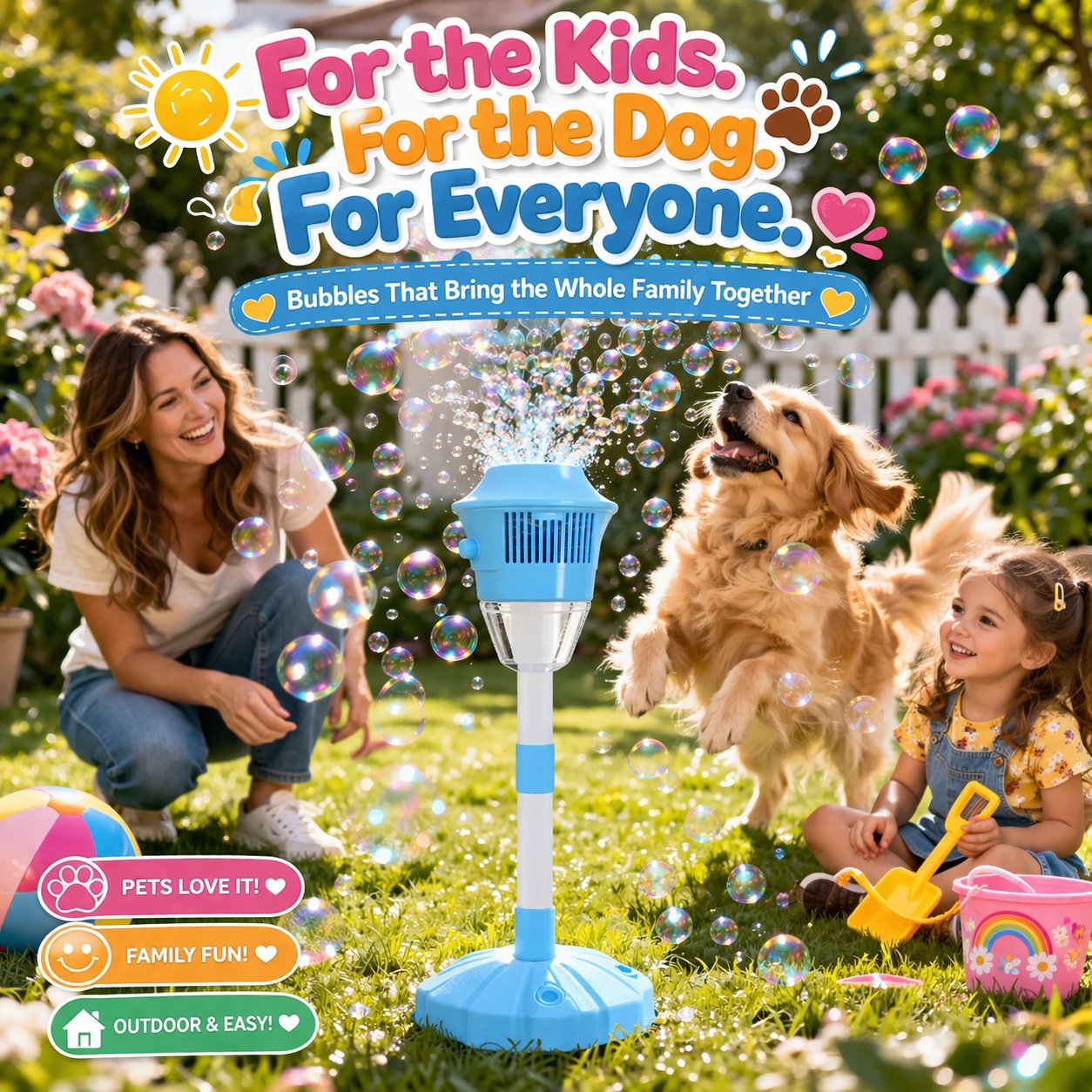 ✨ One-Button Bubble Machine – LED Lights, Day & Night Fun, for Kids & Parties ☃