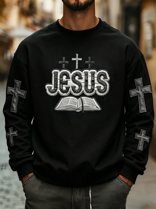 Men'S Casual Sweatshirt With Religious-Themed Print