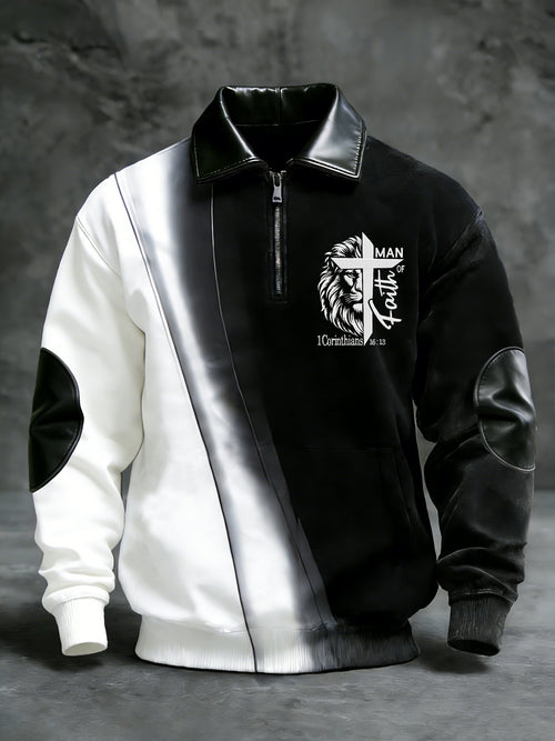 Men's Winter Faith Print Stand-Collar Top