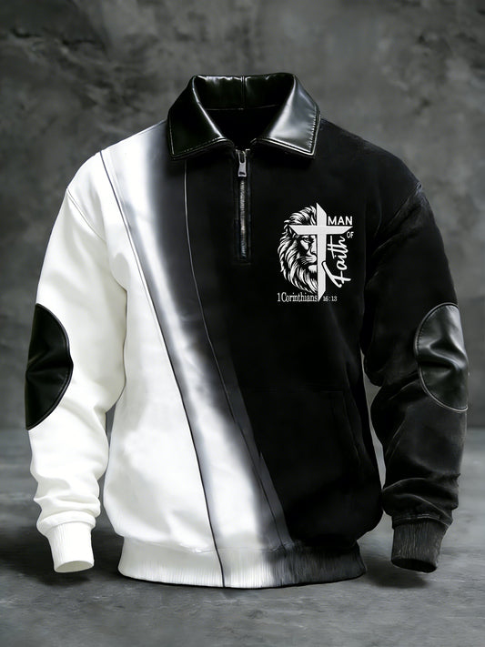 Men's Winter Faith Print Stand-Collar Top