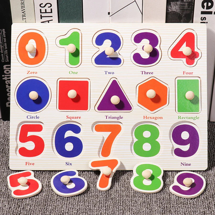 ﻿Montessori Wooden Hand Grab Boards Baby Educational Cartoon Vehicle Animals Fruits 3D Puzzles Kids Early Education Toys TMZ﻿