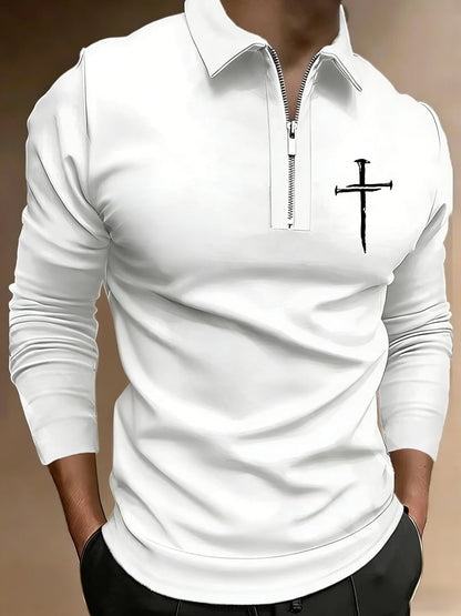 Men's Faith-Inspired Printed Casual Polo Shirt