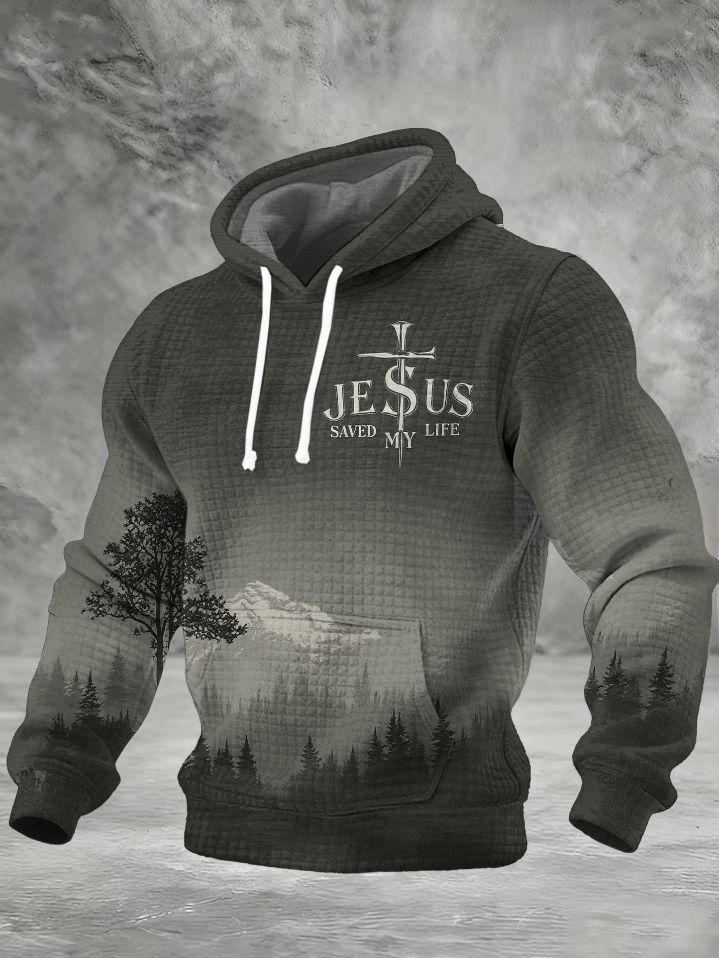 Men'S Casual Sweatshirt With Religious-Themed Print