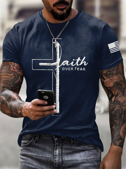 Men's Faith Print Casual Printed T-shirt