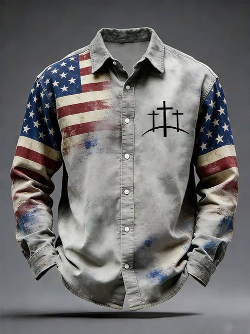 Men's Casual Faith-Themed Shirt