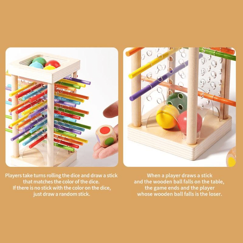 🔥Wooden Stick Game, Colorful Educational Toy for Cognitive Development & Focus Training, Includes Mixed Colors Sticks and one-level Puzzle