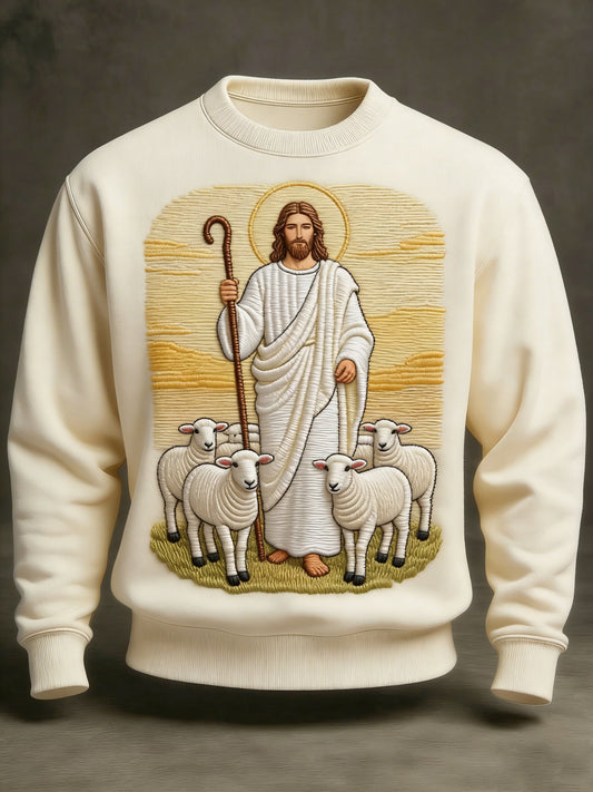 Men's Retro Faith Print Casual Top