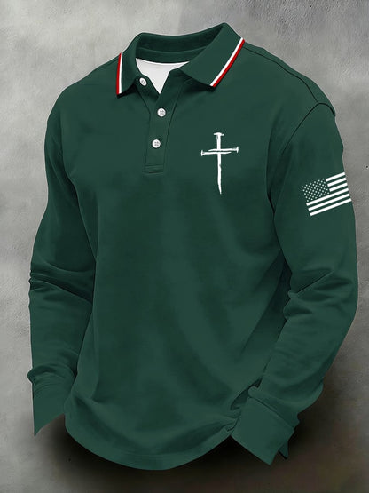Men's Casual Faith-Themed Polo Shirt