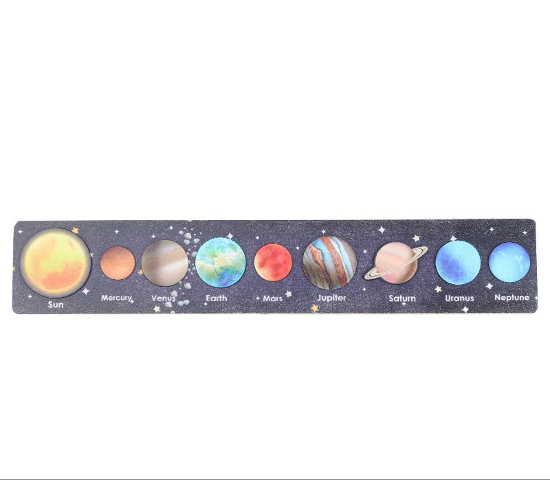 Children’s Wooden Planet Puzzle – Montessori Solar System Matching Game Toy