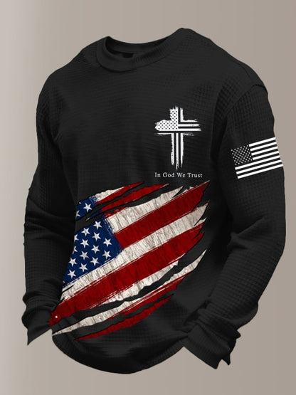 Men's Retro Faith Printed Casual Long-Sleeved Top