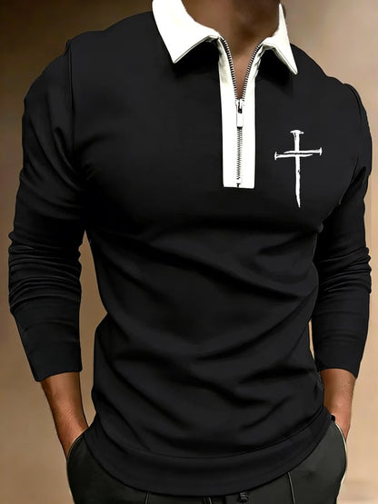Men's Faith-Inspired Printed Casual Polo Shirt
