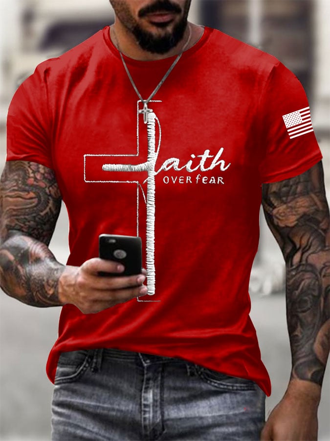 Men's Faith Print Casual Printed T-shirt