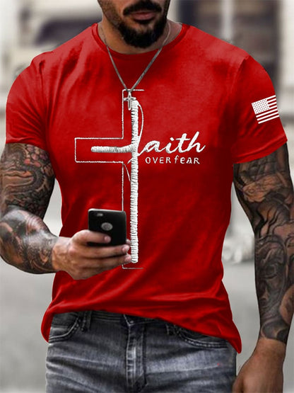 Men's Faith Print Casual Printed T-shirt