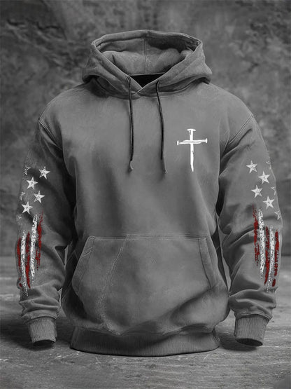 Men's casual retro national flag-themed hooded sweatshirt