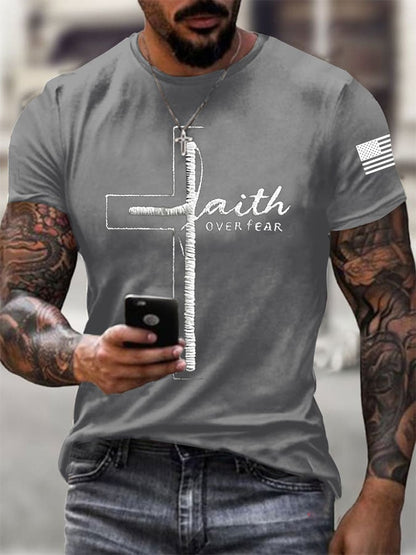 Men's Faith Print Casual Printed T-shirt