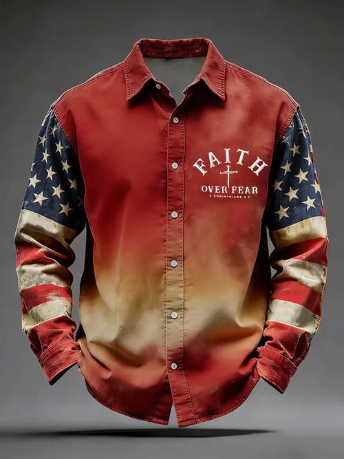 Men's Casual Faith-Themed Shirt