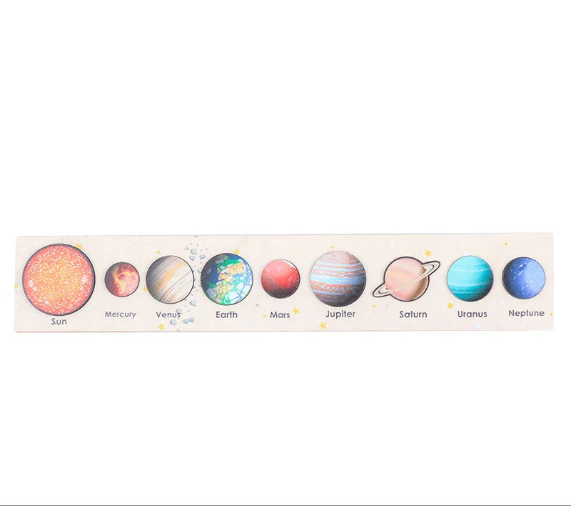Children’s Wooden Planet Puzzle – Montessori Solar System Matching Game Toy