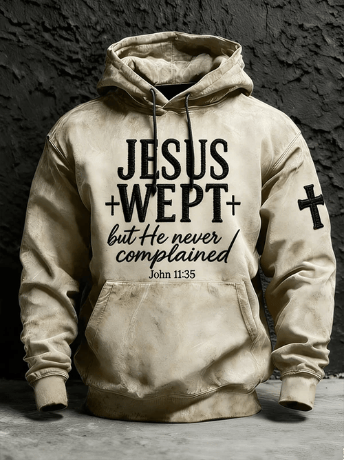 Men's Retro Jesus Print Casual Hoodie