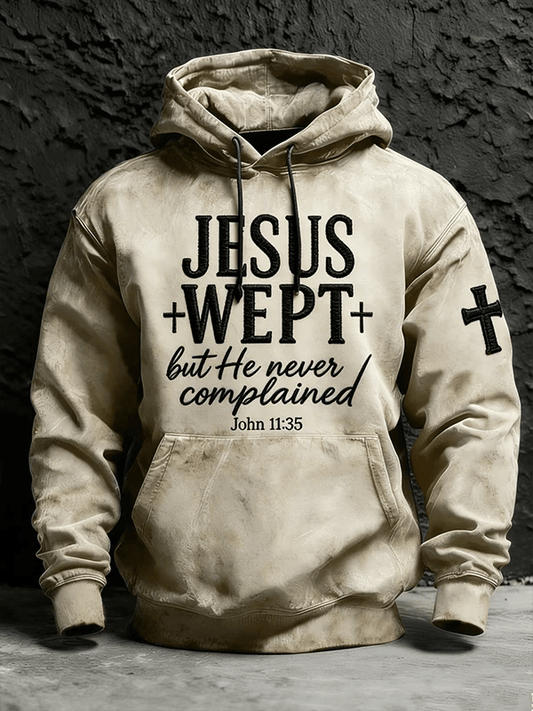 Men's Retro Jesus Print Casual Hoodie
